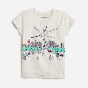 NWT J.Crew Girl’s retro NYC graphic T-shirt w pearls - fine line stubborn tape